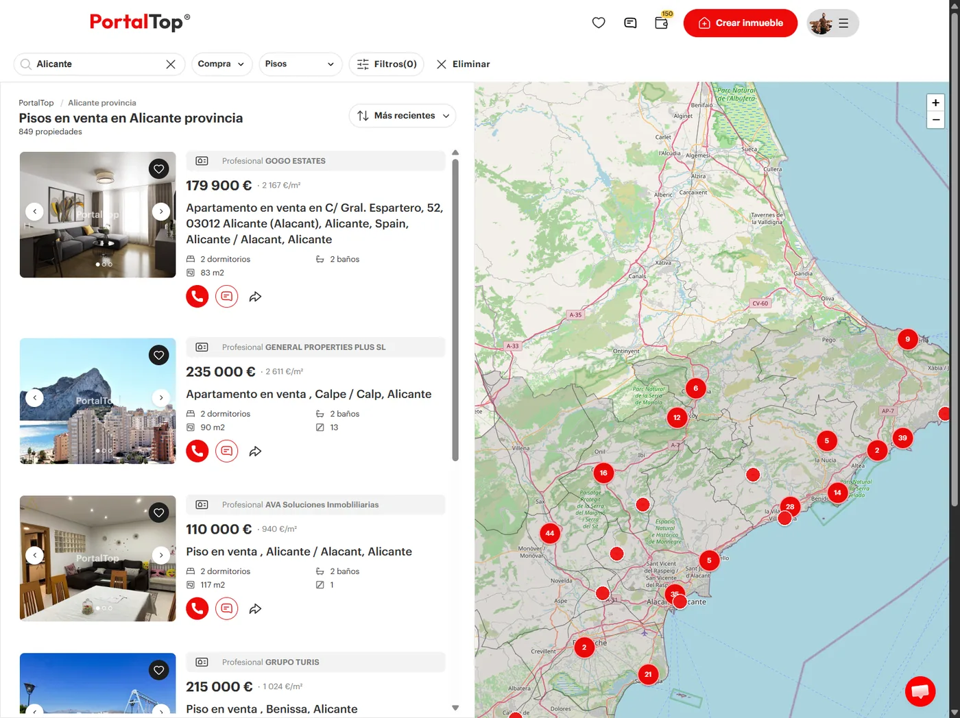 Pisos en venta con mapa